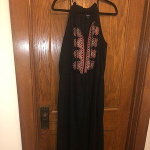 Madewell key-hole halter embroidered maxi dress